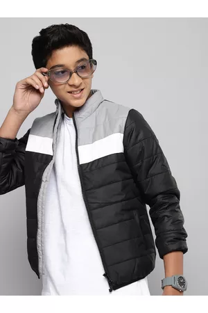 M&H Boys Black & Grey Colourblocked Padded Jacket