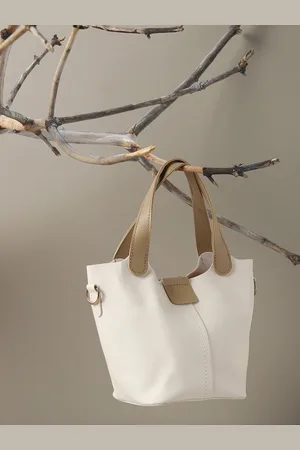 Campus Sutra Off White PU Structured Handheld Bag