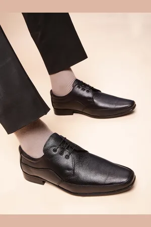 Liberty Men Black Textured Leather Formal Derbys