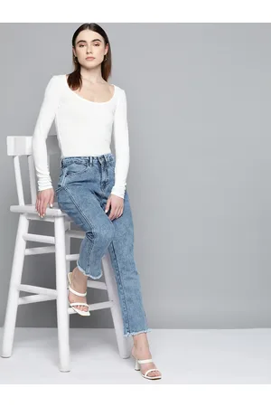 Chemistry Women Straight Fit High-Rise Heavy Fade Stretchable Jeans