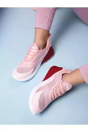 Liberty Women Peach-Coloured Mesh Running Non-Marking Shoes