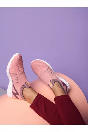 Liberty Women Peach-Coloured Mesh Walking Non-Marking Shoes