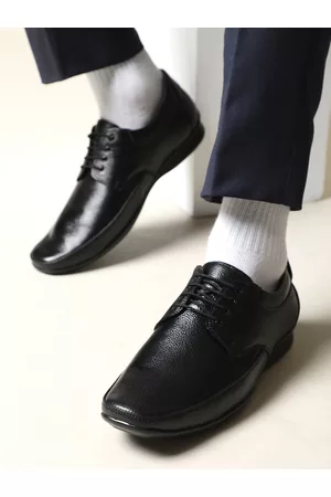 Liberty Men Black Textured Leather Formal Derbys