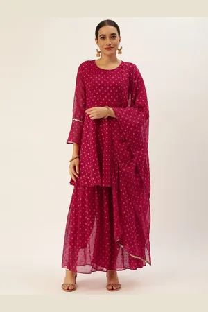SWAGG INDIA Women Ethnic Motifs Empire Kurti With Sharara & With Dupatta
