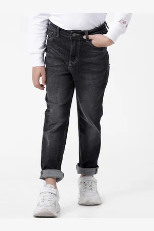 KATE & OSCAR Boys Black Comfort Low Distress Light Fade Jeans