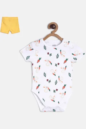MINI KLUB Boys White & Yellow Printed Top with Shorts
