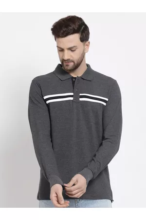 Kalt Men Striped Polo Collar T-shirt