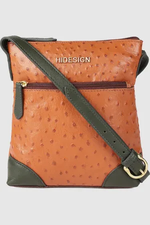 Hidesign Women Tan Brown Textured Leather Sling Bag