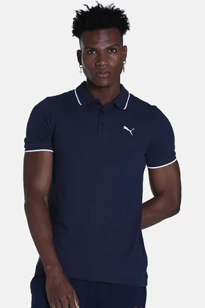 PUMA Men Tipping Polo Collar Slim Fit Cotton T-shirt