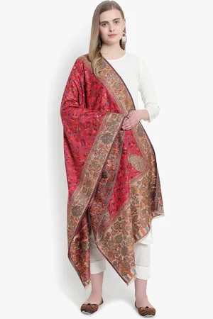 Mizash Women Pink & Beige Kaani Jaal Kashmiri Soft & Warm Woollen Shawl