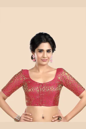 neckbook Women Pink Woven Design Princess Cut Saree Blouse