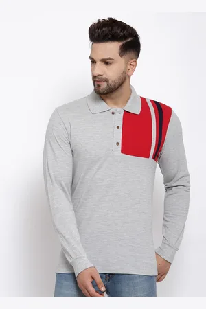 Kalt Men Grey Melange Polo Collar T-shirt