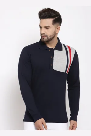Kalt Men Navy Blue Polo Collar T-shirt