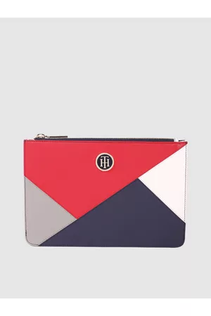 Tommy Hilfiger Women Navy Blue & Red Colourblocked Purse Clutch