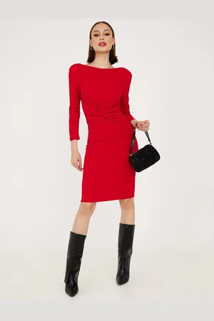Styli Boat Neck Bodycon Dress
