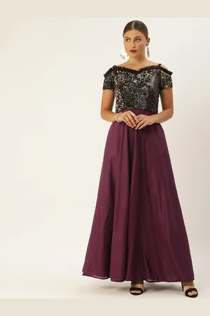 Ethnovog Women Purple Sequinned Embellished Made To Measure Maxi Dress