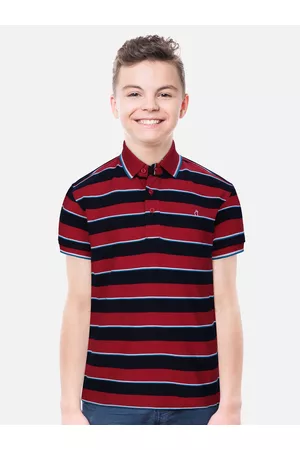 Gini and Jony Boys Striped Polo Collar Cotton T-shirt