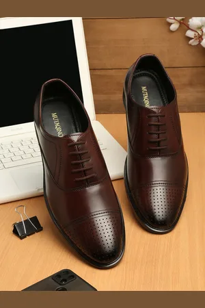 MUTAQINOTI Men Maroon Leather Oxford Formal Shoes