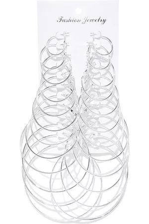 Jewels Galaxy Set of 12 Silver-Plated Hoop Earrings
