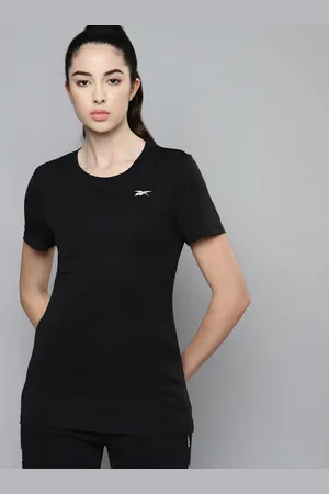 Reebok Women Black TE Ribbed Training T-shirt
