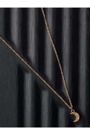Accessorize London Women Gold-Toned Crystal Moon Necklace