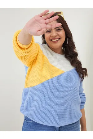 CURVY STREET Women Plus Size Colourblocked Acrylic Pullover