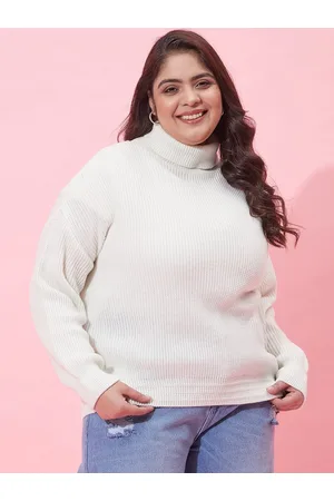 CURVY STREET Women Plus Size Ribbed Acrylic Pullover