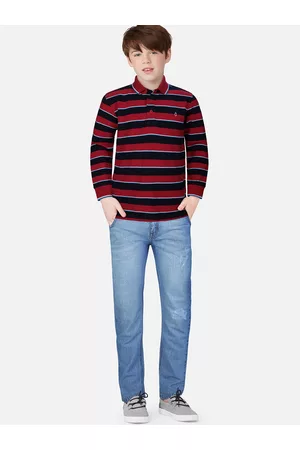Gini and Jony Boys Multicoloured Striped Polo Collar T-shirt