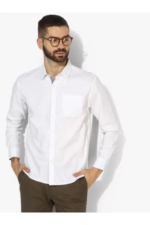 CAMLA White Solid Regular Fit Casual Shirt