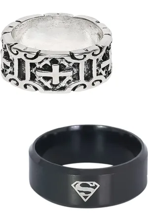 OOMPH Men Set Of 2 Knights Templars & SuperHero Broad Band Ring