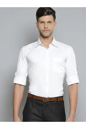 DENNISON Men White Smart Slim Fit Stretchable Lycra Formal Shirt
