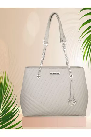 FLYING BERRY Grey PU Structured Shoulder Bag with Quilted