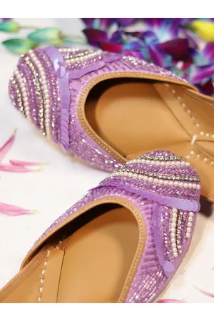 GLAM STORY Women Purple Ethnic Mojaris Flats