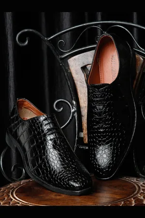 MUTAQINOTI Men Textured Luxury Leather Formal Oxfords