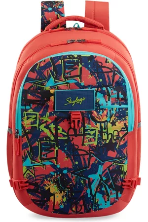 Skybags Rucksacks - Unisex Kids Coral Pink & Navy Blue Graphic Backpack