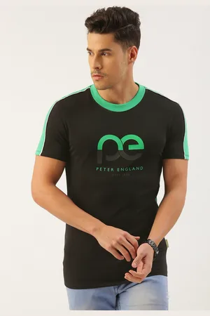 Peter England Men Brand Logo Printed Pure Cotton Slim Fit T-shirt