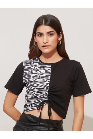 20Dresses Black & White Animal Print Crop Cotton Top