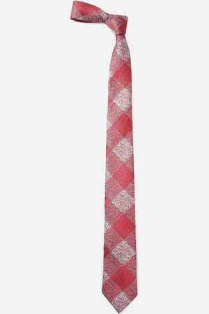 Louis Philippe Men Red & White Checked Broad Tie