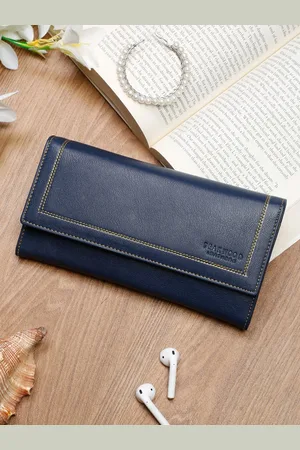 Teakwood Leathers Women Blue Leather Two Fold Wallet