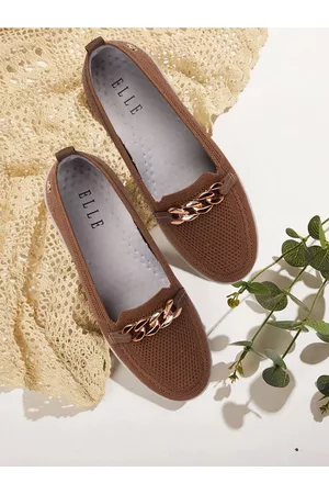 Elle Women Beige Perforations Slip-On Sneakers