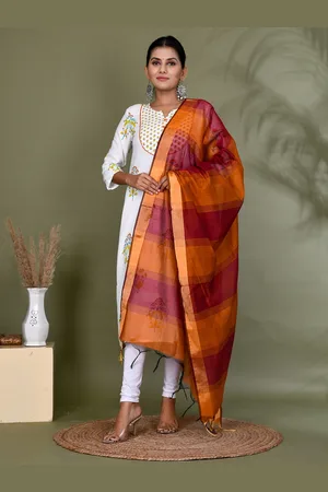 Kesarya Striped Organza Dupatta