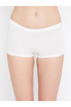 Outflits Women White Skinny Fit High-Rise Cycling Sports Shorts