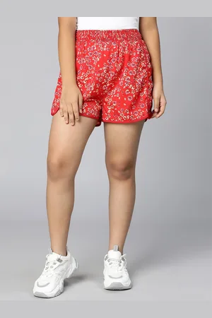 Oxolloxo Girls Floral Printed Loose Fit Shorts