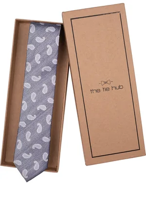The Tie Hub Men Woven Design Pure Silk Broad Tie