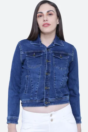 FCK-3 Women Washed Crop Denim Jacket