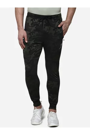 FUAARK Men Green & Black Camouflage Printed Slim-Fit Joggers