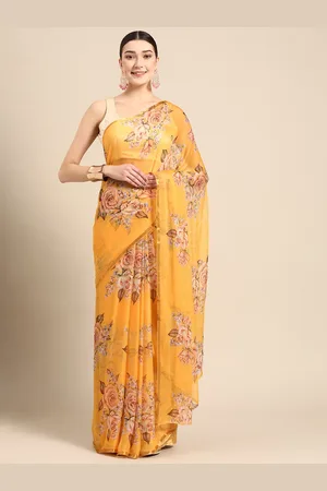 ZARI Floral Printed Gotta Patti Art Silk Saree