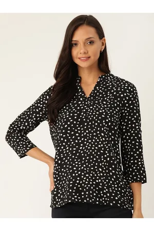 Invictus Women Black & White Printed Shirt Style Top