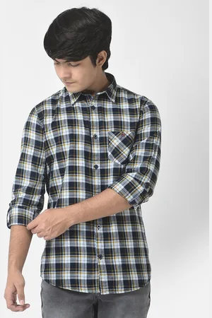 Crimsoune Club Boys Slim Fit Tartan Checks Checked Cotton Casual Shirt