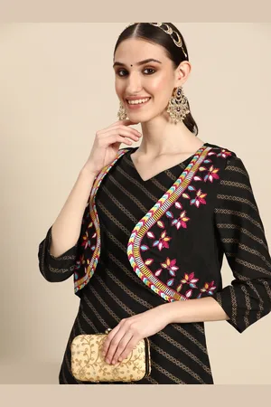 Sangria Women Striped Kurta Set With Thread Work Detail Waistcoat